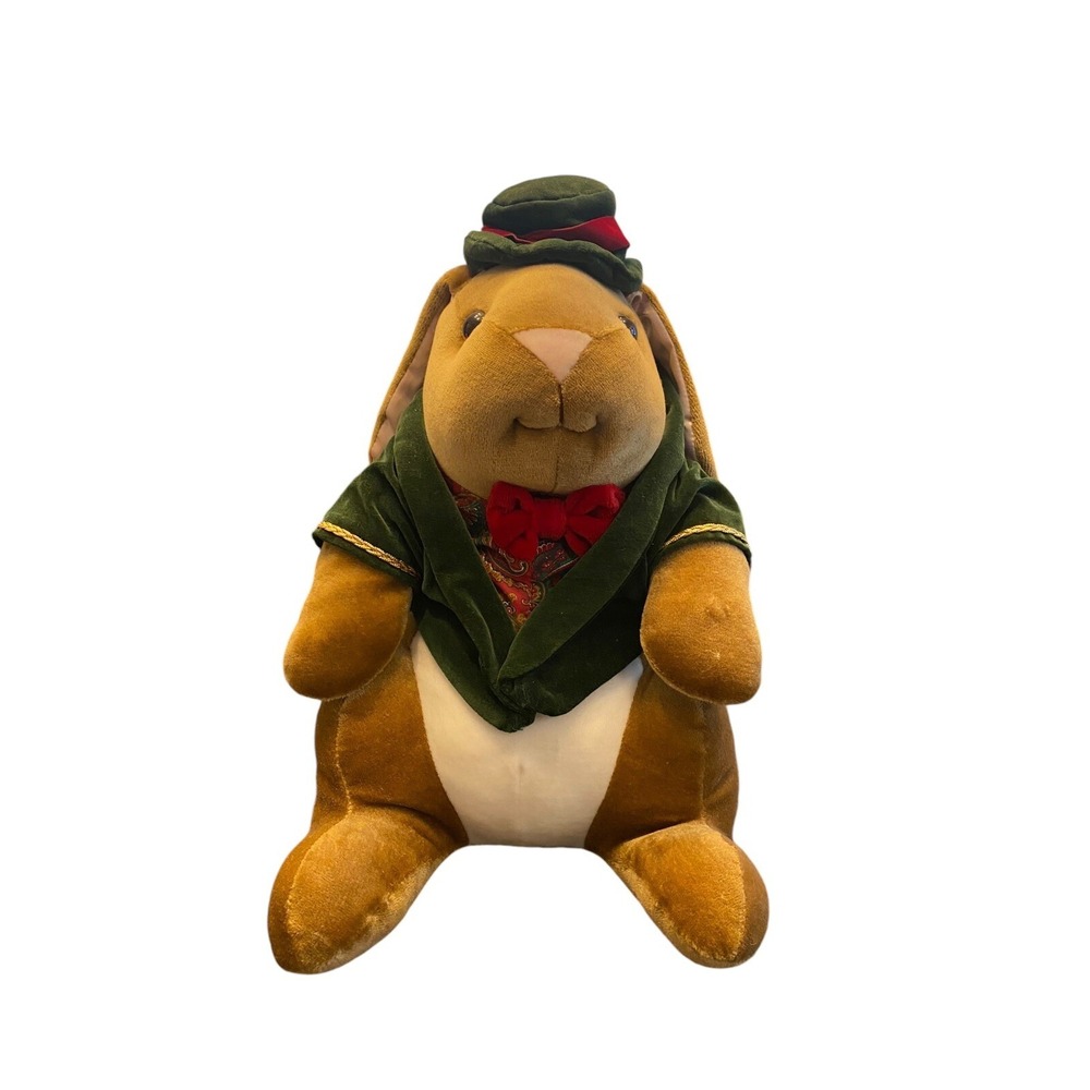 VTG Velveteen Rabbit Plush Toy 1985 Toys R Us Jacket Hat Bow‎ 14" Rabbit Ears